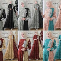 Maxi Gamis Dress Pesta Hijab Brukat Glitter Tessaes fit XL (REAL PICT)