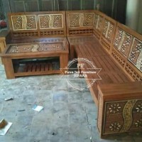 Free Ongkir Kursi Kayu Jati Model Pojok/ Sudut Ukir Jepara