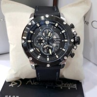 Jam Tangan Pria Alexandre Christie AC 6416 Black Silver ORI FOTO ASLI