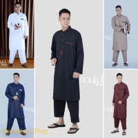 Setelan Gamis Pria Modern ST024 / Jubah Pria Muslim Baju Koko Panjang