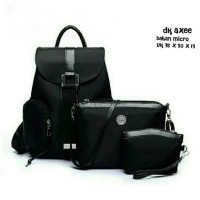 15 Backpack Serut Canvas Tas Ransel 3in1 Tas Wanita Gendong