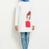 Termurah Atasan Pakaian Baju Wanita Dress Tunik Scuba Printing L