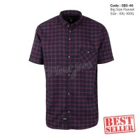 Kemeja Flanel Ukuran Besar Lengan Pendek Flannel Jumbo XXL, XXXL-SBS46