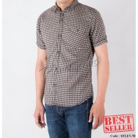 Kemeja flanel slimfit lengan pendek cowok/ flannel pria tangan - sfl50