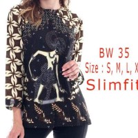 Laku !!! Blouse Kemeja Batik Wanita Slim Fit / Batik Slimfit Bw14 /
