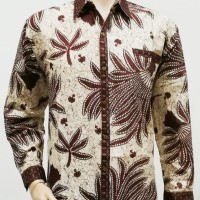 Kemeja Hem Baju Seragam Pria Batik Lengan Panjang 2296 Krem BIG SIZE
