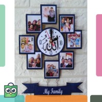 Jam dinding kayu vintage frame foto kado unik lucu costum custom