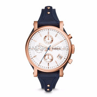 JAM CEWEK MURAH BAGUS Fossil Jam Tangan Wanita Stainless Biru Navy Fo