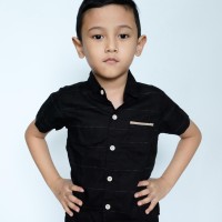 Kemeja Anak Laki - laki hitam katun adem KH 02