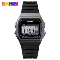 SKMEI Jam Tangan Kotak Pria Cowok 1412 Tipis Ringan Titanium Gray