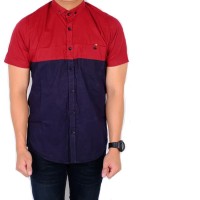 kemeja koko lengan pendek polos slimfit / baju cowok muslim pendek
