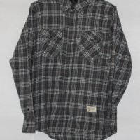 Kemeja Flanel Pria Casual untuk kerja Grey Lines