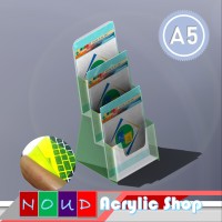 Tempat brosur Akrilik / Acrylic 3 susun A5 Hijau Berkualitas
