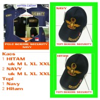 Paket kaos polo shirt security /kaos satpam plus topi