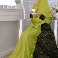 Setelan Gamis Syari Brokat Ceruty Asyifa Hitam Cantik Elegan