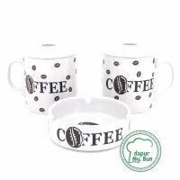NEW 2 Pcs Cangkir Tutup Asbak Print Coffee Mug Teh Gelas Kopi TERLARI