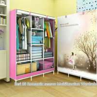 Lemari plastik lemari portabel bisa di bongkar pasang warna pink