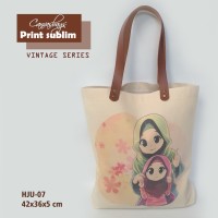 Canvas Totebag Natural Vintage Seri Hijab style - 07