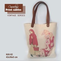 Tas Canvas Tote Bag Natural Vintage Seri
