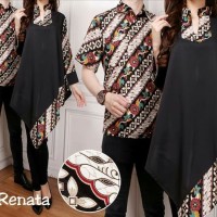batik couple. tunik modern muslim warna hitam dan kemeja batik pria