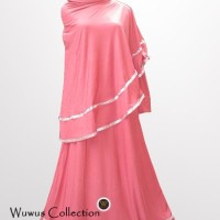 GAMIS SYARI PESTA BAHAN JERSEY BERGO POLOS PINK