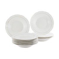 Piring Makan keramik Sango 9inchi (lis emas) (perlusin) - Putih