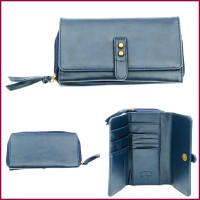 Dompet Panjang Lipat Wanita Perempuan Biru Blue Greenlight GNLT 042