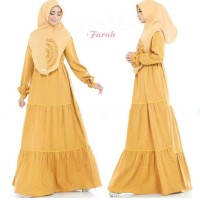 GL Farah hoodie syari gamis katun jepang mustard pink motif polkadot