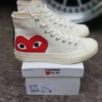 Sepatu All Star Converse Play CDG White/Putih High/Tinggi Premium