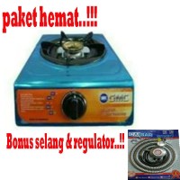 PROMO PAKET HEMAT KOMPOR GAS GMC 1 TUNGKU + SELANG REGULATOR BER SNI.