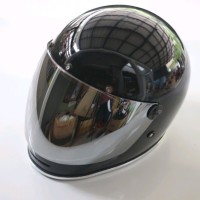 Bell Bullitt Replika Hitam Visor Flat Chrome
