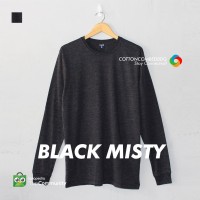 KAOS POLOS LENGAN PANJANG BLACK MISTY PRIA WANITA BAHAN COTTON COMBED