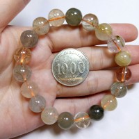 C191. Gelang Batu Kecubung Jarum Emas-Red-Green Gold Rutilated Bracelt