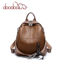 Coklat, Doodoo Tas Ransel Wanita Model Vintage Retro 2 Way Backpack