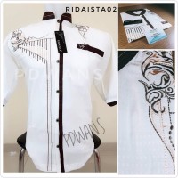 MODEL BARU Baju Koko Muslim Dewasa Bordir Lengan Pendek RIDAISTA 02