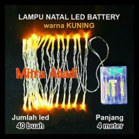 GRATIS ONGKIR Lampu Natal LED Kuning/Yellow Baterai/Batre A2 Panjang 4
