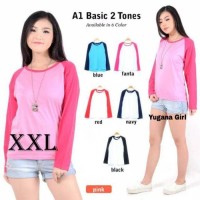 Paling Murah Belle Fashion Kaos L-XXL Jumbo Lengan Panjang Raglan Wa