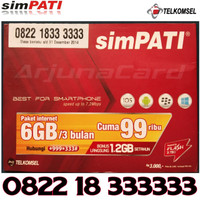 Simpati Nomor Cantik 0822 18 333333 kartu perdana telkomsel heksa