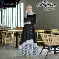 Baju Terusan Wanita Muslim Alita Untuk Pesta Kondangan Hari Raya Hitam
