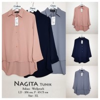 Baju Atasan Wanita Nagita Tunik Blouse Baju Muslim - Navy