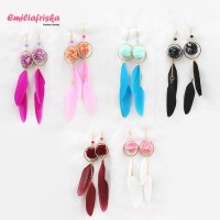 Promo ANTING POMPOM KOREA PANJANG BULU AYAM AKSESORIS HIJAB Ungu