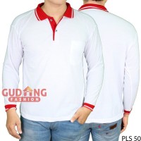 MODEL BARU PLS 50 Kaos Polo Polos Pria Lengan Panjang Lacost PE Putih