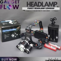 Senter Kepala HeadLamp Lampu LED T6 CREE ( PAKET LENGKAP )