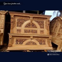 Tempat Tidur 180x200 Ukiran Gebyok Rembulan, Divan Jati Ukiran Jepara