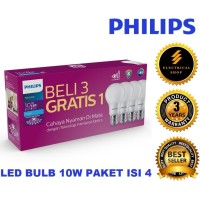 PHILIPS LAMPU LED PAKET MYCARE 10W 10 WATT PUTIH 3 GRATIS 1GANTI 10.5W