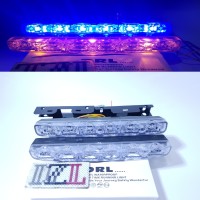 LAMPU LED DRL SENJA GRILL & SEN SEIN MOBIL 2 WARNA 6 LED BIRU KUNING
