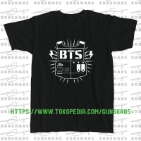 BTS Logo Baju Kaos Distro Pria Wanita Sablon Polifex Band - Hitam, S