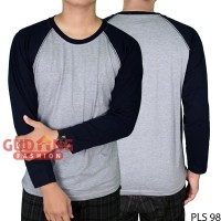 PLS 98 Kaos Raglan Panjang Pria Polos Abu Misty Biru Dongker Navy