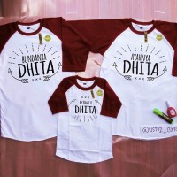 RESTOK Free sablon nama bebas kaos t shirt couple family raglan kelua