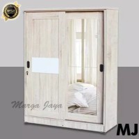 lemari pakaian 2 pintu sliding kayu partikel